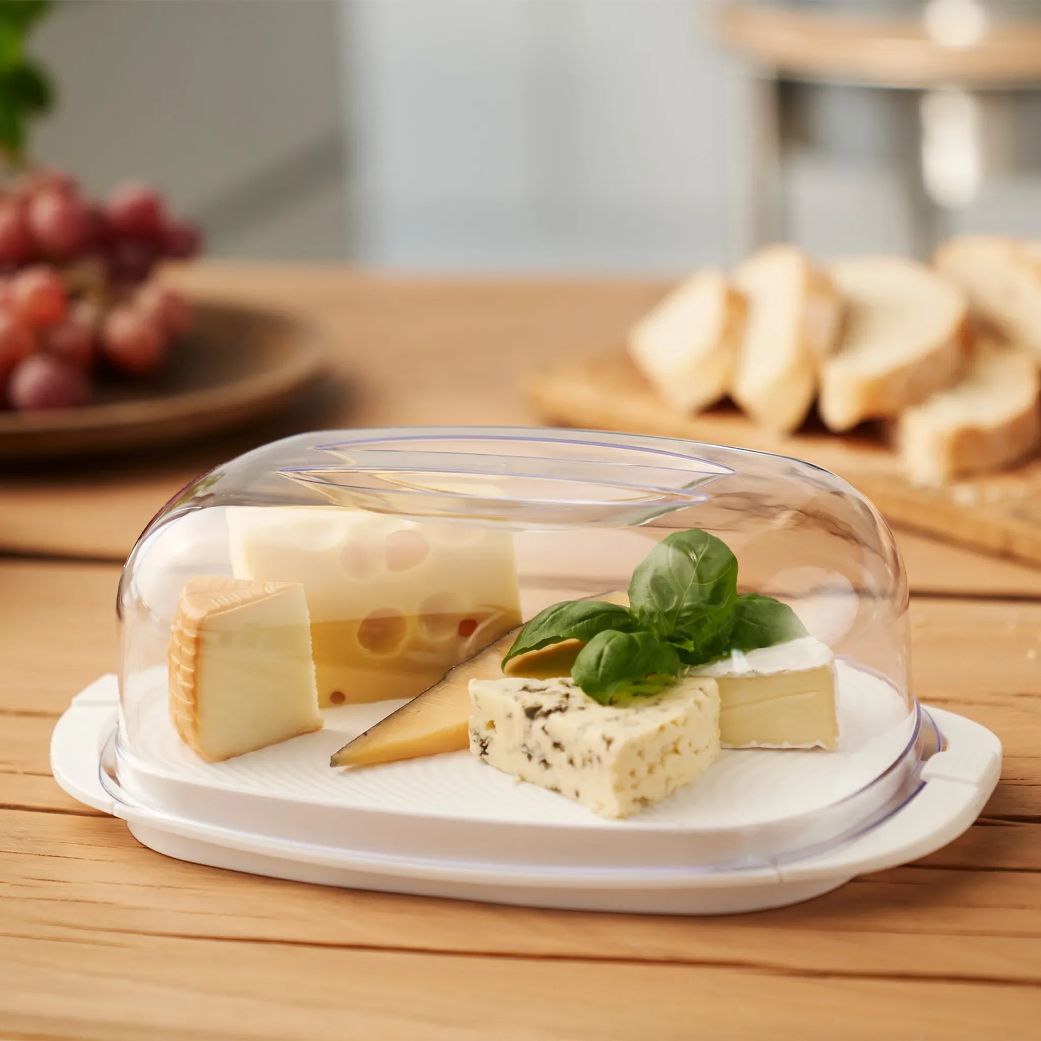 Butterdose FRESH – weiß, mit transparentem Deckel